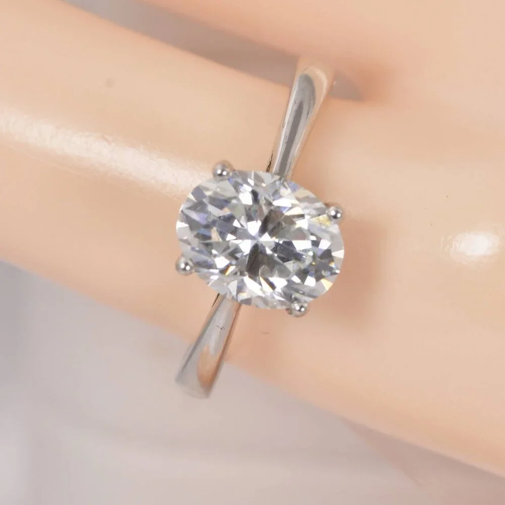 Certified 2.0ct Oval Cut Moissanite Engagement Ring sz 6